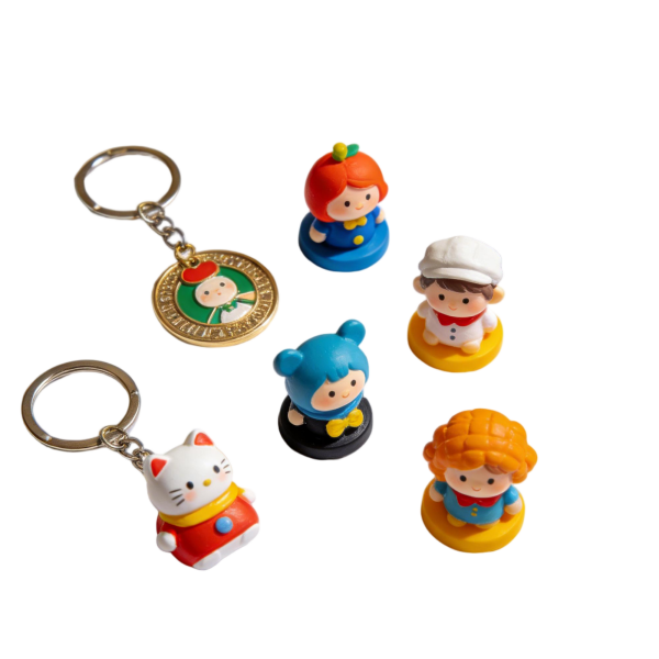 Cartoon Character Keychain & Figurine Set