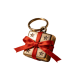 Vintage Gift Box Keychain with Red Ribbon