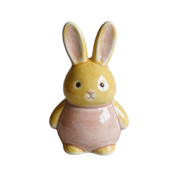Ceramic Bunny Figurine in Pink Dress