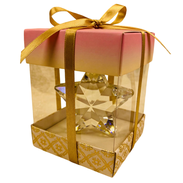 Clear Crystal Star Ornament in Gradient Pink Gift Box