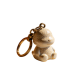 White Ceramic Dino Keychain with Gold Accents