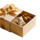 Beige Gift Box with Ceramic Cat Figurine & Dried Flowers