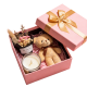 Cozy Gift Set with Teddy Bear, Scented Candle & Dried Flower Bouquet