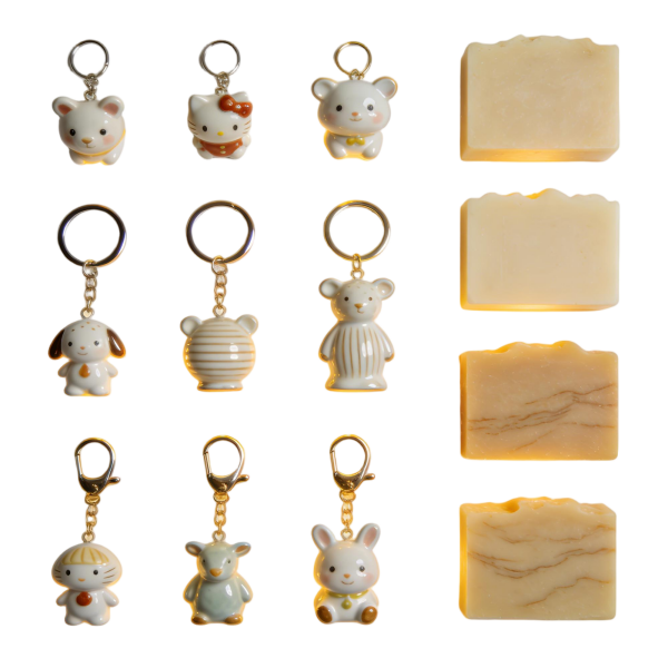 Ceramic Animal Keychain & Natural Soap Set