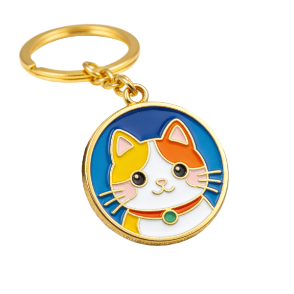 Enamel Calico Cat Keychain