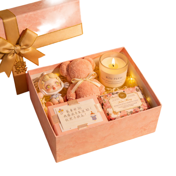 Romantic Gift Box with Teddy Bear, Candle, Blind Box & Handwritten Card
