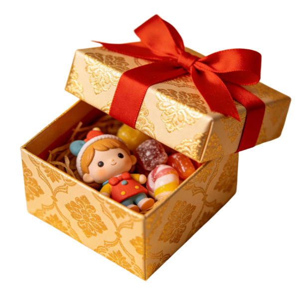 Festive Gift Box with Cute Figurine & Assorted Candies