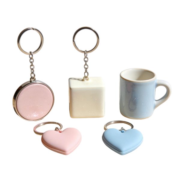 Pastel Glitter Keychain & Mug Set